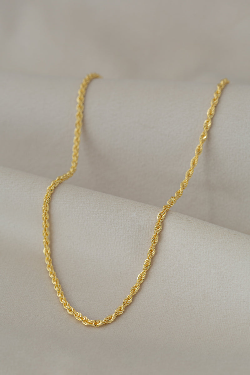 Chunky Rope Necklace Gold on silk