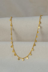 Coins Gold Necklace on silk