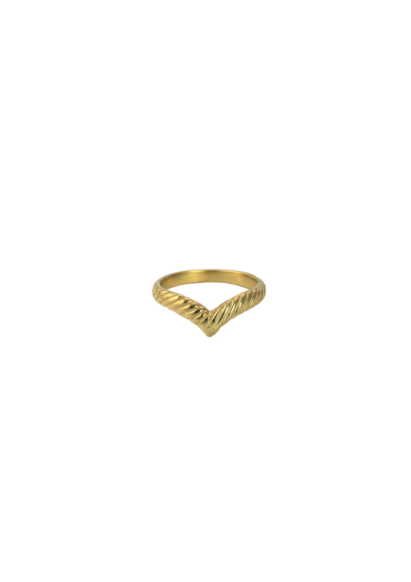 Golden knuckle ring Ada on white background