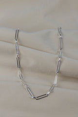 Silver chunky chain choker necklace Alex on textile